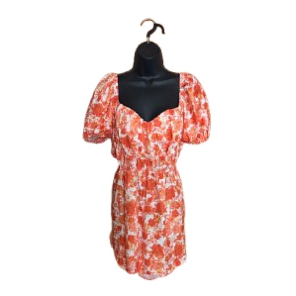 SHEIN Orange and White Floral Romper size XL one piece.